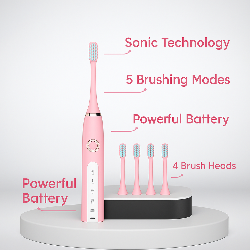 Portable Automatic Toothbrush Pink