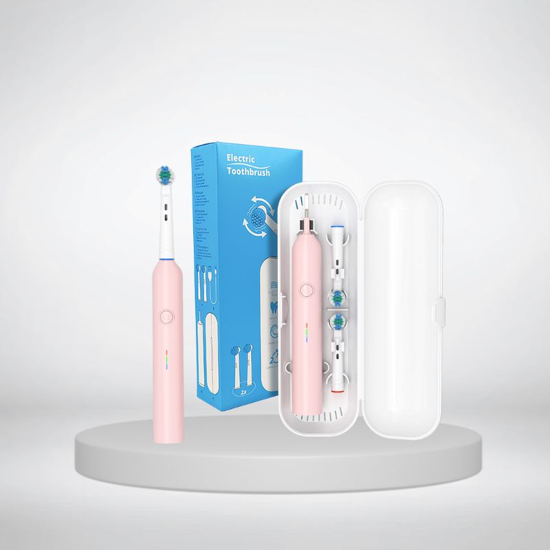 Rotating Head Electric Toothbrush blue and pink for travel